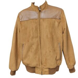 Reportage REA Men's Lg Suede Leather Bomber Jacket Tan H483